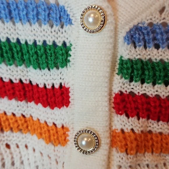 Colorful Striped Knit Set Crop Top High Waisted Short Cute & Colorful XXL - Picture 5 of 5